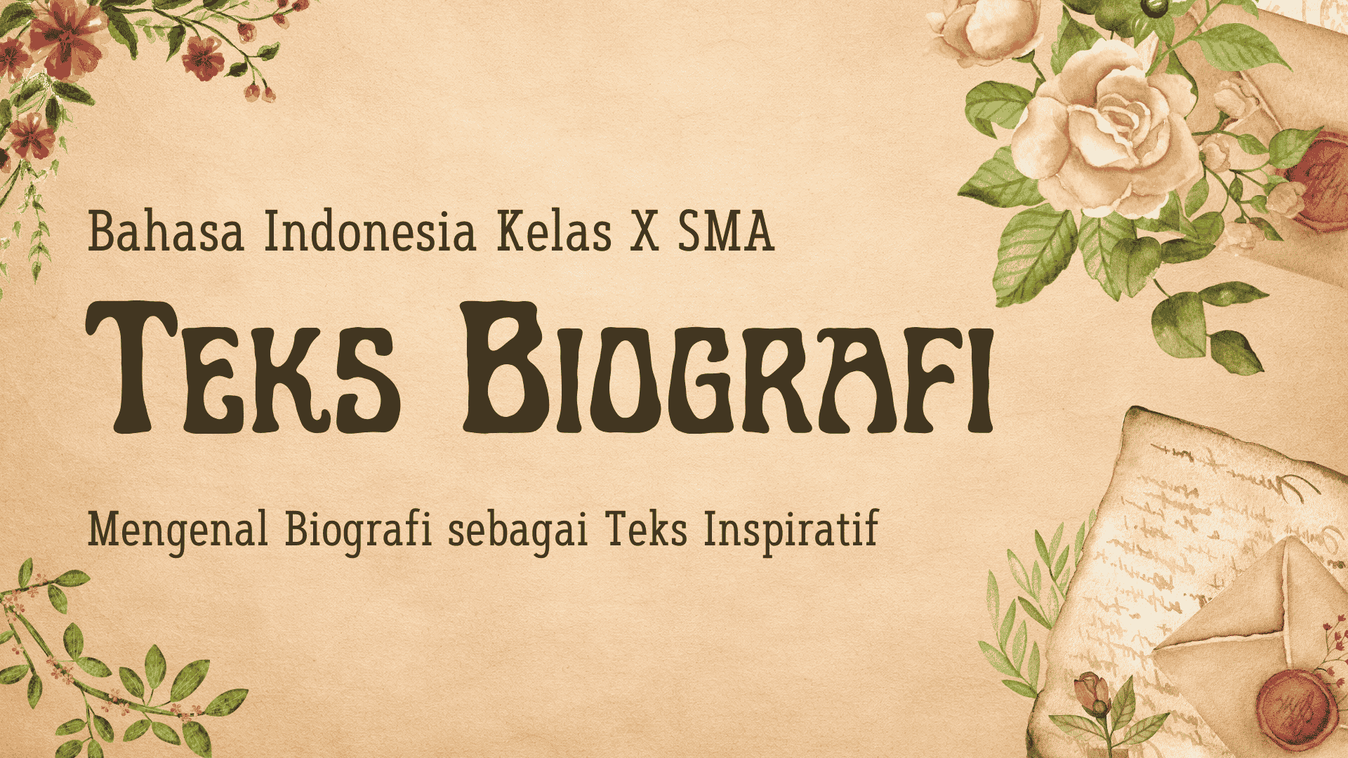 Presentasi Materi-Teks Biografi dalam Gaya Ilustratif Krem
