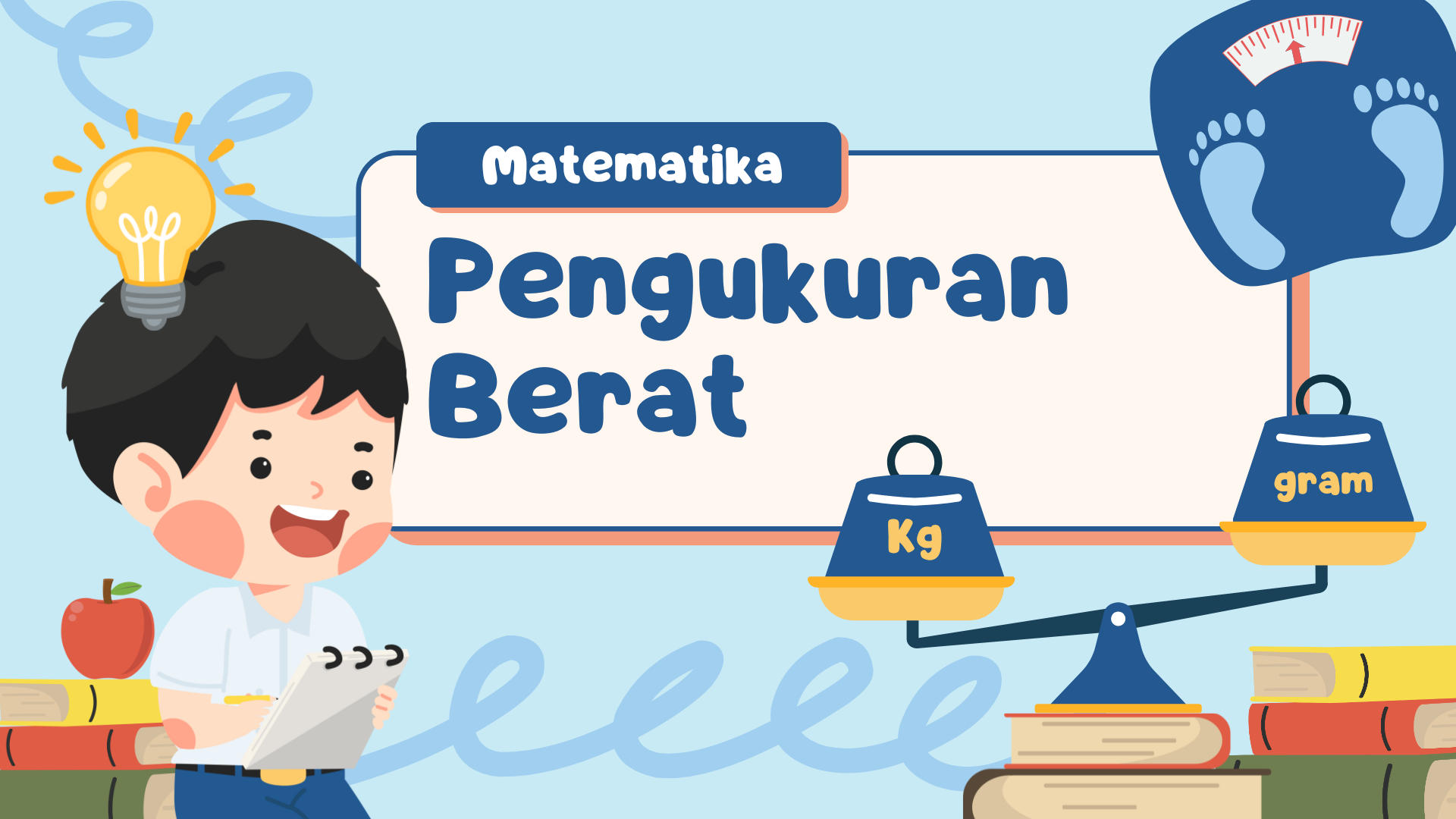 Presentasi Materi-Pengukuran Berat dalam Gaya Ilustratif Ceria Biru