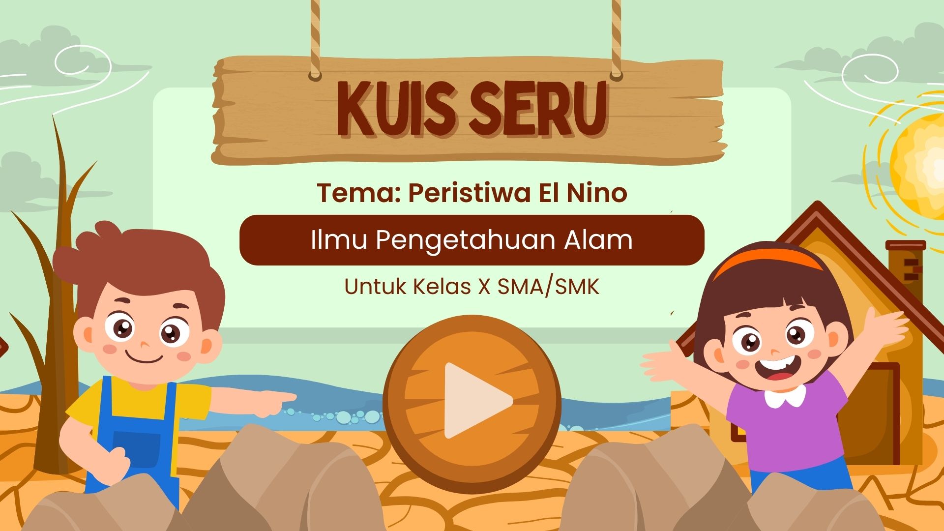 Presentasi Kuis-Peristiwa El Nino dalam Gaya Ilustratif Sederhana Biru dan Coklat