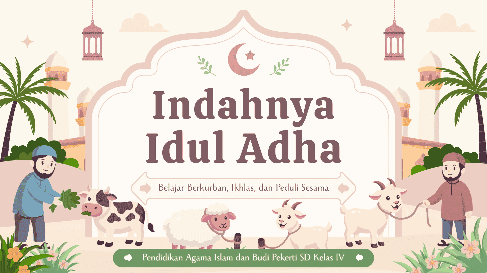 Presentasi Materi-Indahnya Idul Adha dalam Gaya Ilustratif Krem
