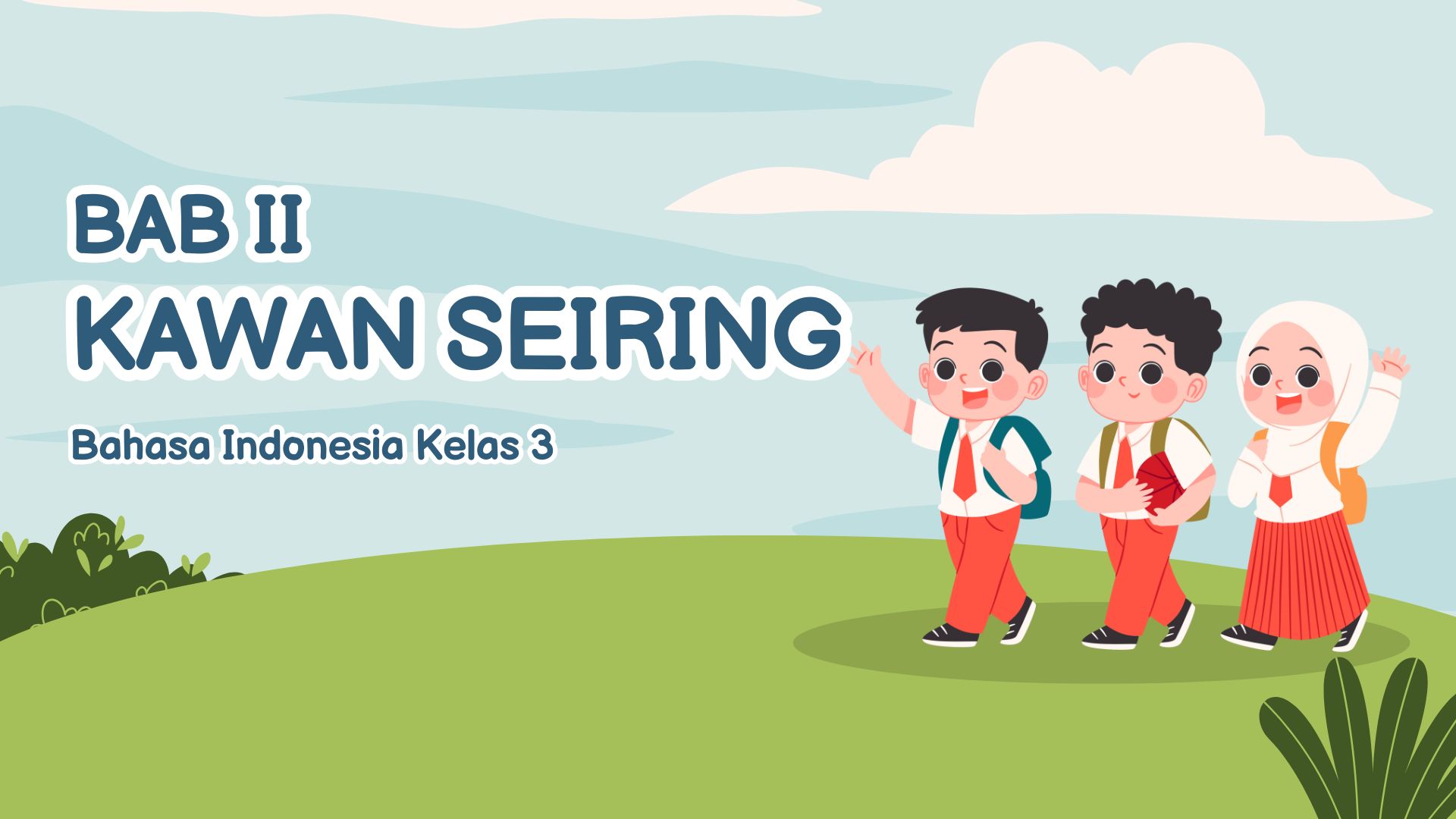 Presentasi Materi-Kawan Seiring dalam Gaya Ilustratif Biru dan Hijau