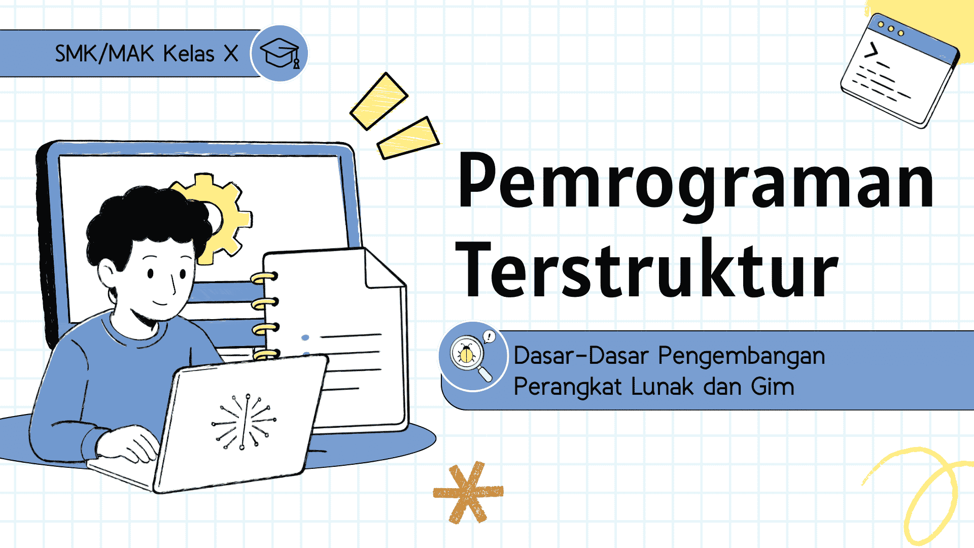 Presentasi Materi-Pemrograman Terstruktur dalam Gaya Ilustrasi Warna-warni