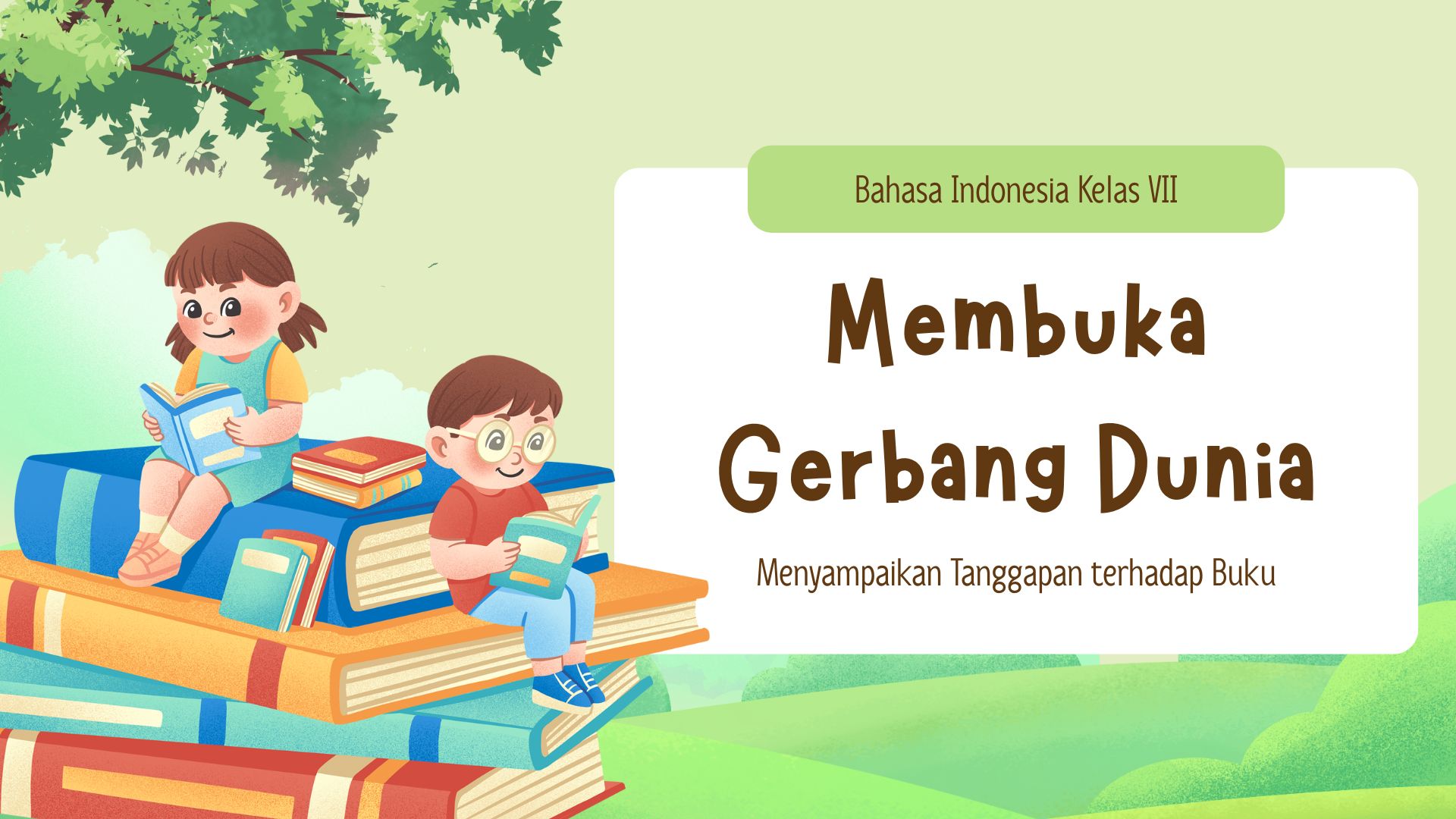 Presentasi Materi - Membuka Gerbang Dunia dalam Gaya Ilustratif Hijau