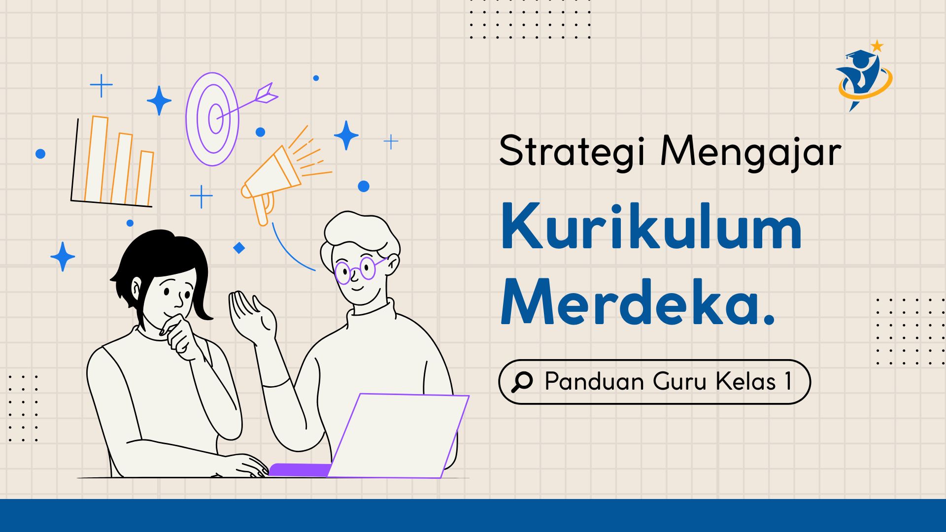 Presentasi Materi-Strategi Mengajar Kurikulum Merdeka Panduan Guru Biru dan Putih Geometri