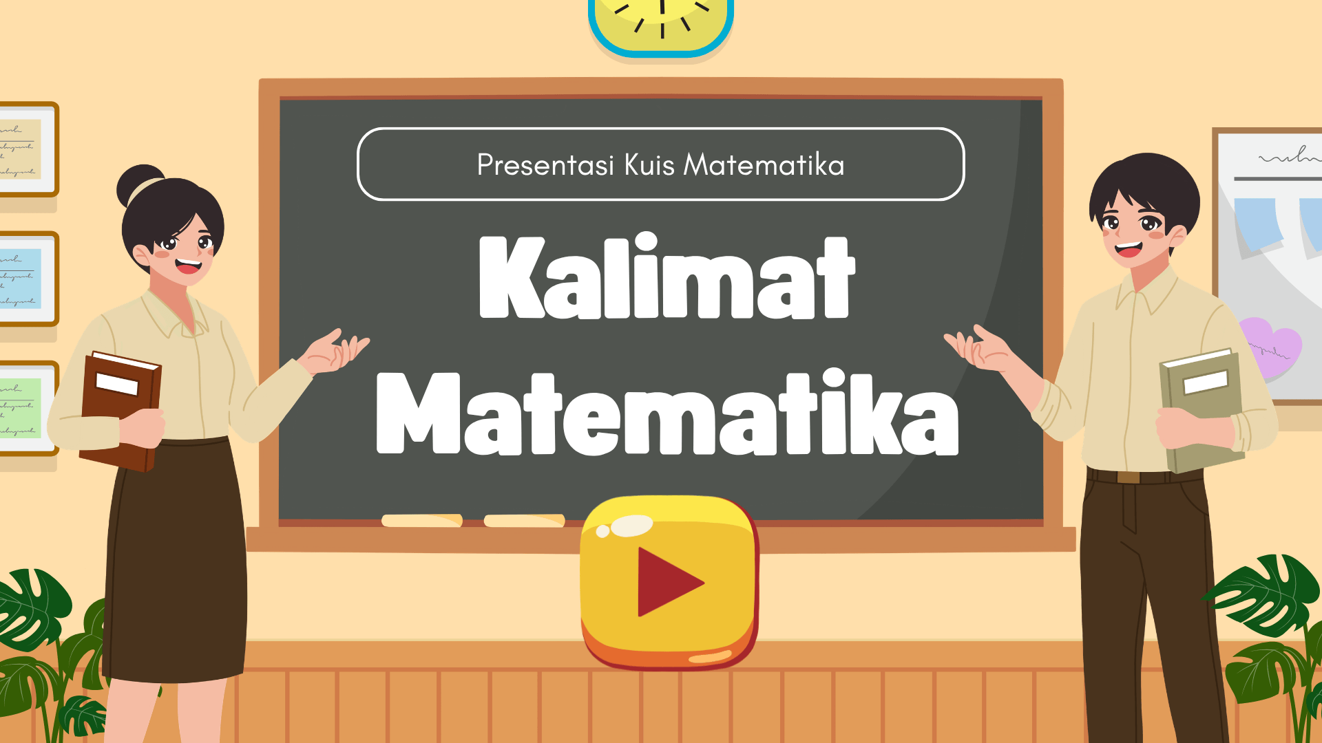 Presentasi Kuis-Kalimat Matematika dalam Gaya Ilustratif Krem