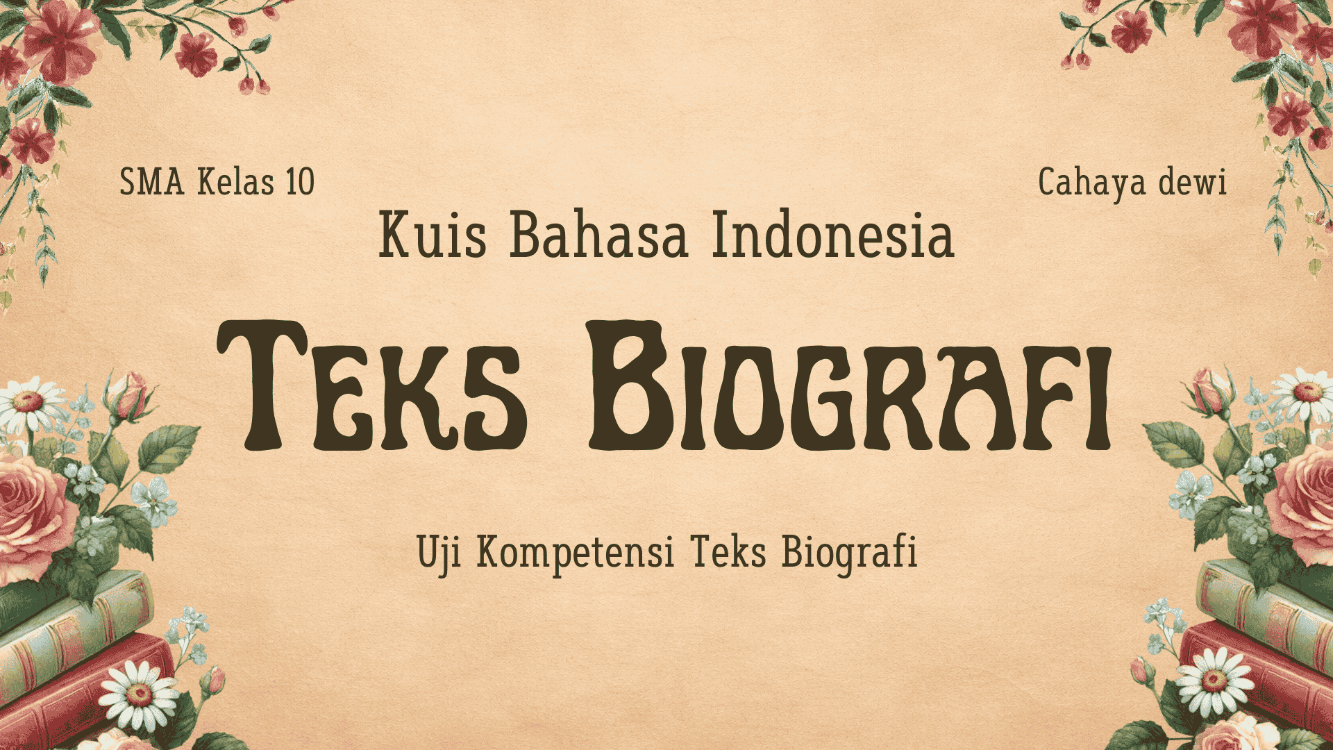 Presentasi Kuis-Teks Biografi dalam Gaya Ilustratif Krem