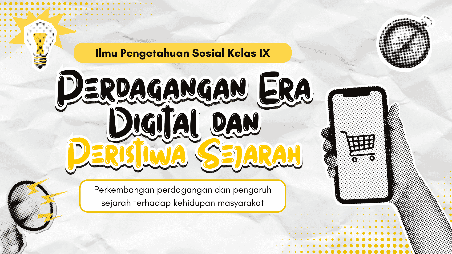 Presentasi Perdagangan Digital dan Peristiwa Sejarah dalam Gaya Kolase Kuning dan Hitam