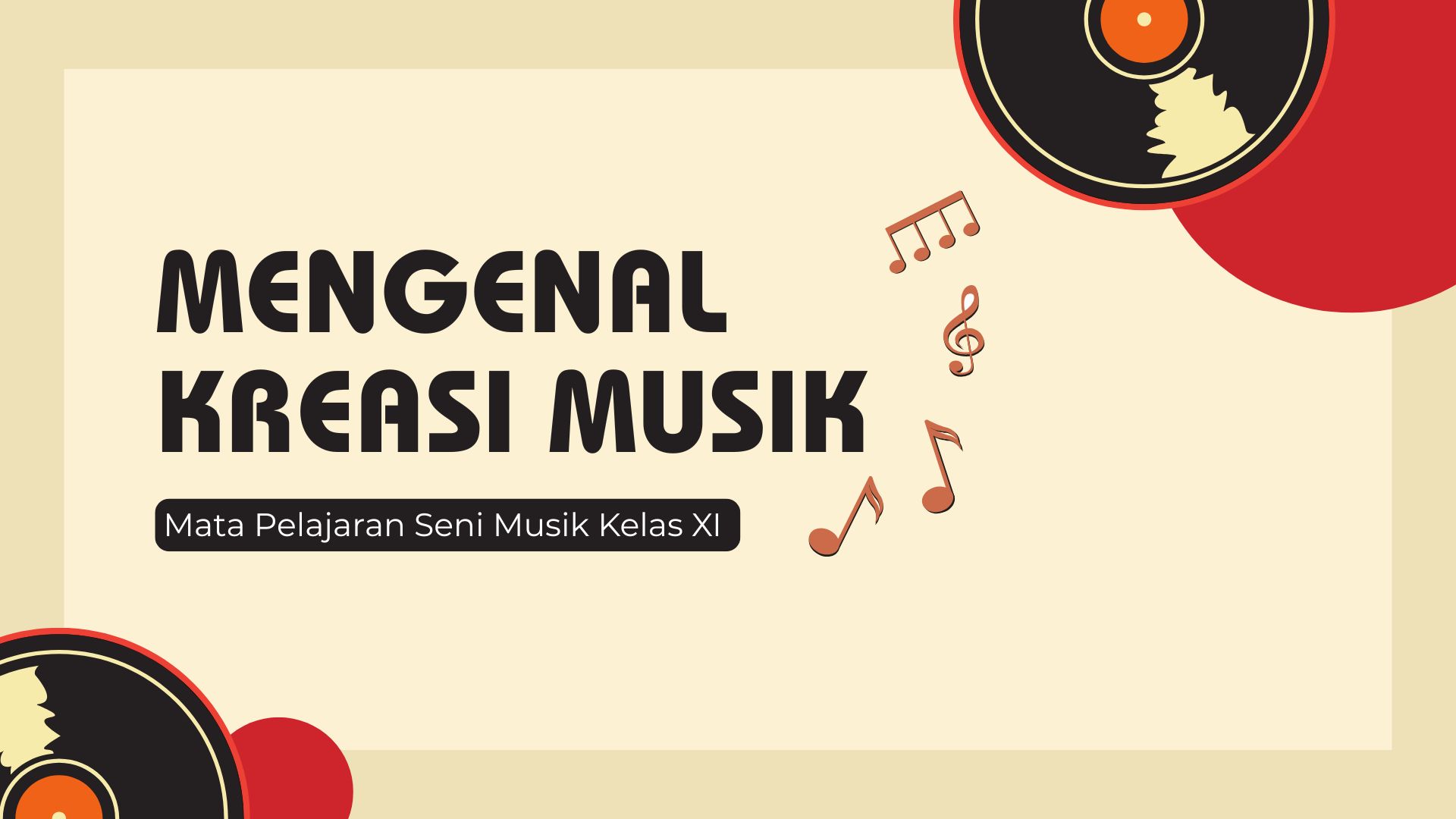 Presentasi Materi-Kreasi Musik dalam Krem dan Merah Gaya Ilustratif