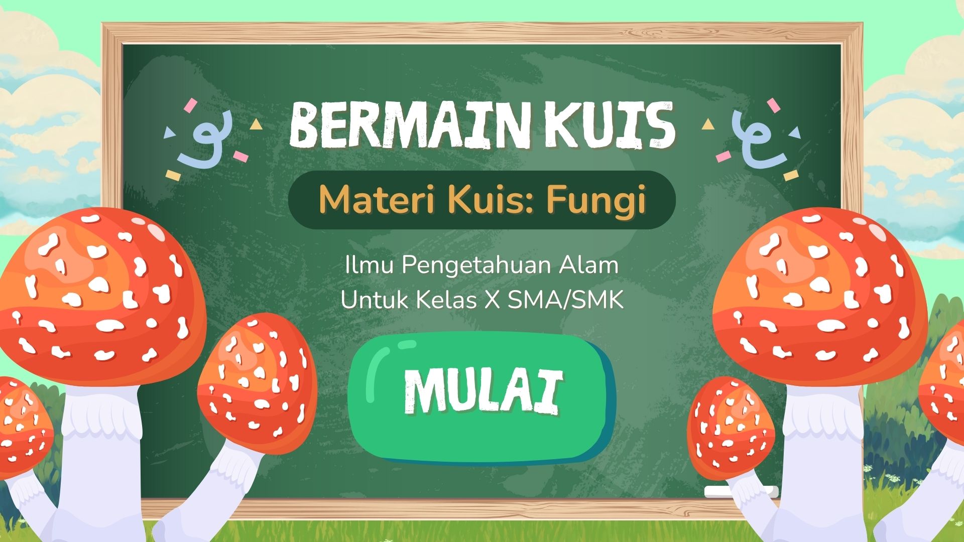 Presentasi Kuis - Fungi Ilmu Pengetahuan Alam dalam Gaya Ilustratif Warna-Warni